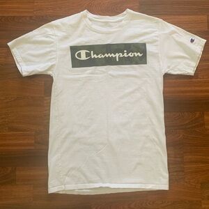 Champion Men's Small Classic Script Camo Graphic T-Shirt White Casual School